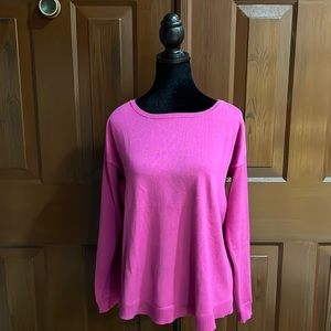 Women’s pink long sleeve medium crewneck sweater, by Cable and Gauge